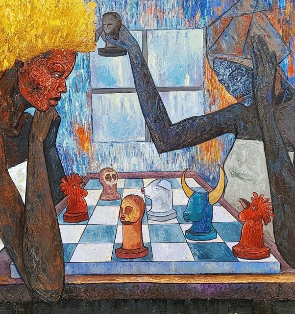 Together in the Fray painting by Solombi Benjamin